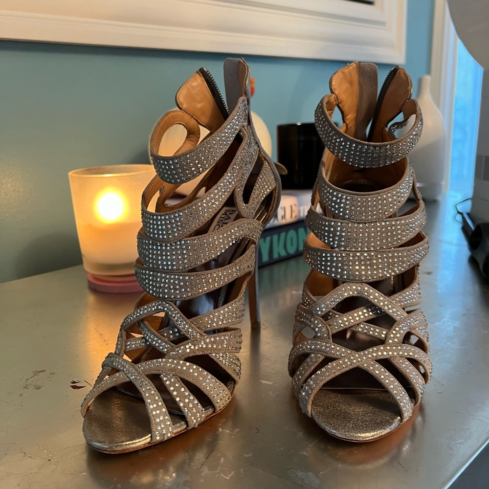 Badgley Mischka pumps with crystal detailing
